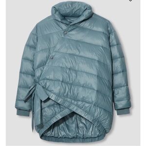 Universal Standard Kanda Puffer Jacket XS 10-12 Sky Blue Tie Front